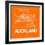Orange Map of Auckland-NaxArt-Framed Art Print