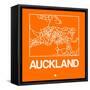 Orange Map of Auckland-NaxArt-Framed Stretched Canvas