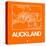 Orange Map of Auckland-NaxArt-Stretched Canvas