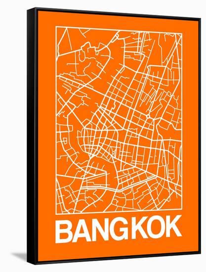 Orange Map of Bangkok-NaxArt-Framed Stretched Canvas