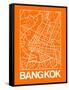 Orange Map of Bangkok-NaxArt-Framed Stretched Canvas