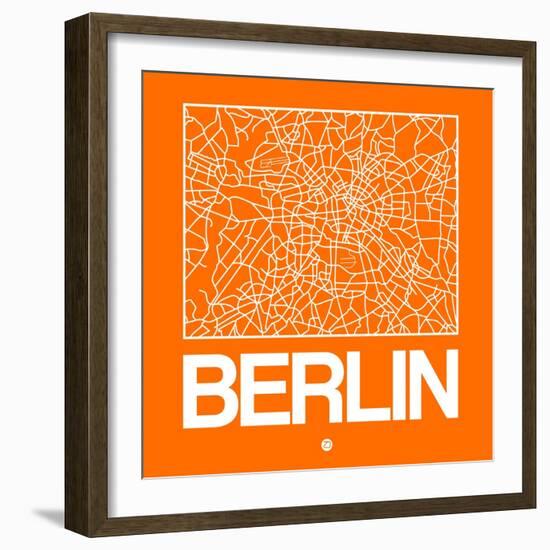 Orange Map of Berlin-NaxArt-Framed Art Print