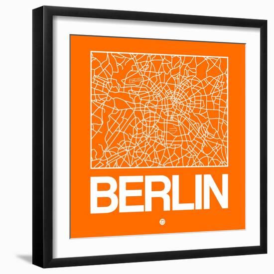 Orange Map of Berlin-NaxArt-Framed Art Print