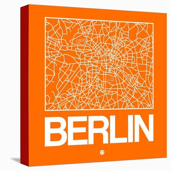 Orange Map of Berlin-NaxArt-Stretched Canvas