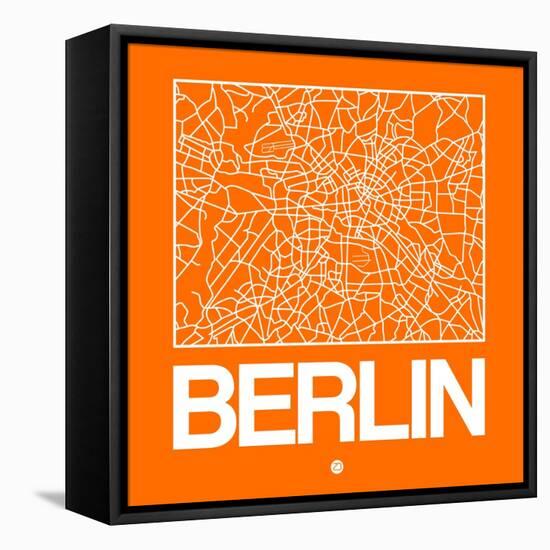 Orange Map of Berlin-NaxArt-Framed Stretched Canvas