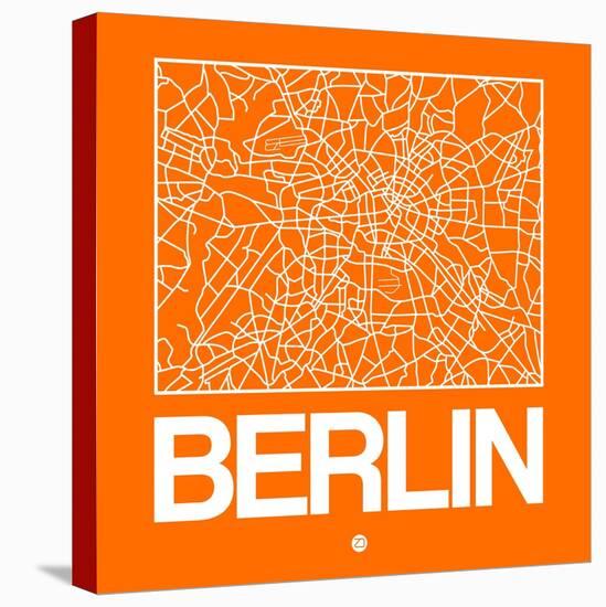 Orange Map of Berlin-NaxArt-Stretched Canvas