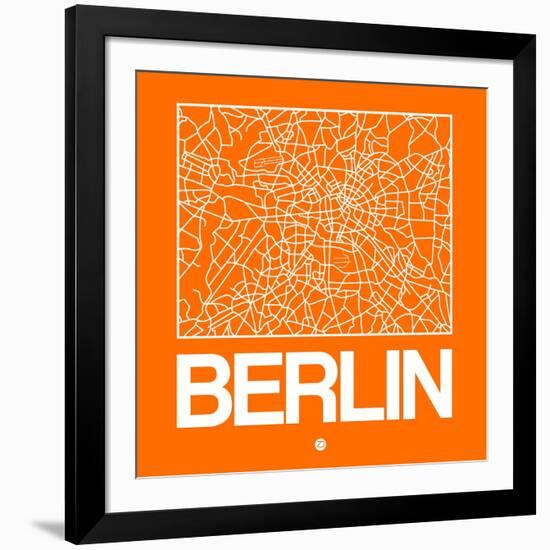 Orange Map of Berlin-NaxArt-Framed Art Print