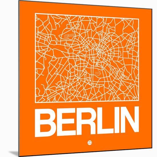 Orange Map of Berlin-NaxArt-Mounted Art Print