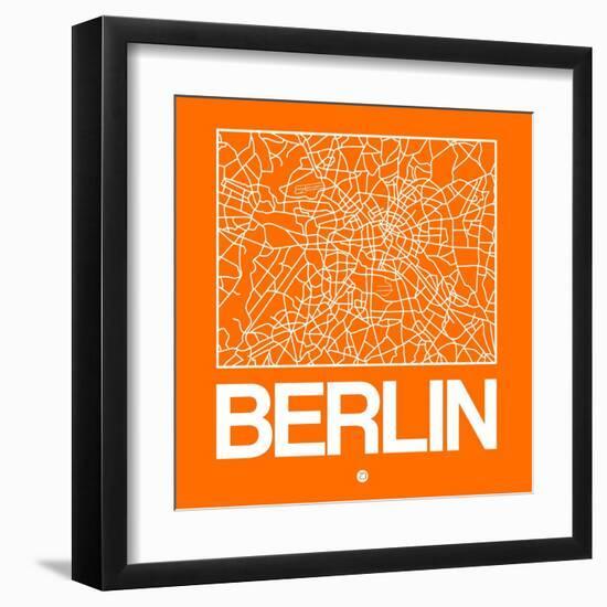 Orange Map of Berlin-NaxArt-Framed Art Print