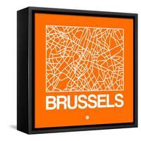 Orange Map of Brussels-NaxArt-Framed Stretched Canvas