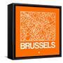 Orange Map of Brussels-NaxArt-Framed Stretched Canvas