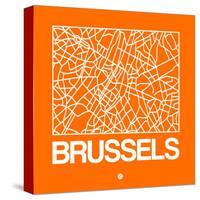 Orange Map of Brussels-NaxArt-Stretched Canvas