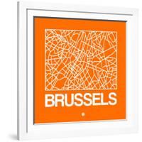 Orange Map of Brussels-NaxArt-Framed Art Print