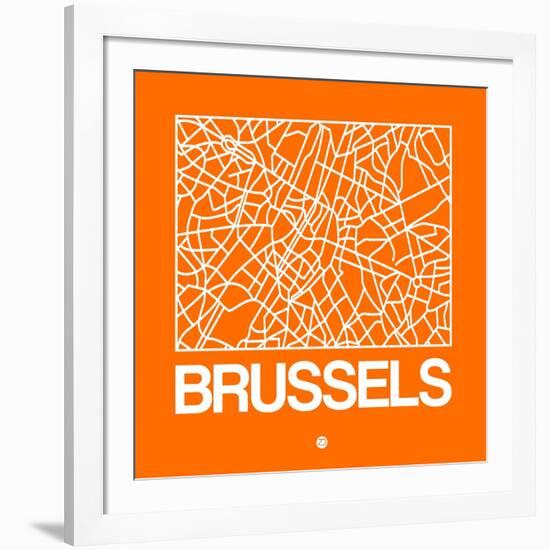 Orange Map of Brussels-NaxArt-Framed Art Print