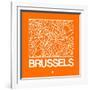 Orange Map of Brussels-NaxArt-Framed Art Print