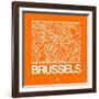 Orange Map of Brussels-NaxArt-Framed Art Print