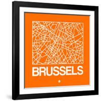 Orange Map of Brussels-NaxArt-Framed Art Print