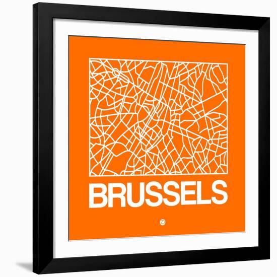 Orange Map of Brussels-NaxArt-Framed Art Print