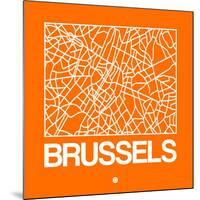 Orange Map of Brussels-NaxArt-Mounted Art Print