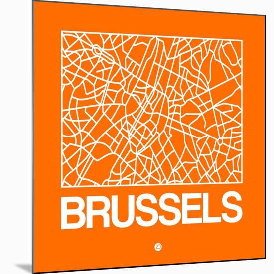 Orange Map of Brussels-NaxArt-Mounted Art Print