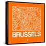 Orange Map of Brussels-NaxArt-Framed Stretched Canvas