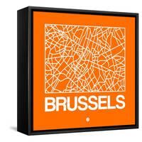 Orange Map of Brussels-NaxArt-Framed Stretched Canvas
