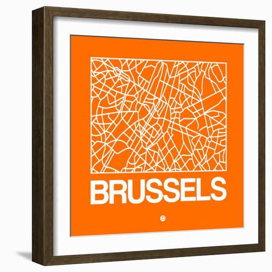 Orange Map of Brussels-NaxArt-Framed Art Print