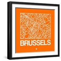 Orange Map of Brussels-NaxArt-Framed Art Print