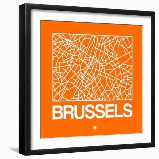 Orange Map of Brussels-NaxArt-Framed Art Print