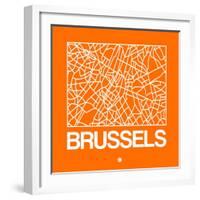 Orange Map of Brussels-NaxArt-Framed Art Print