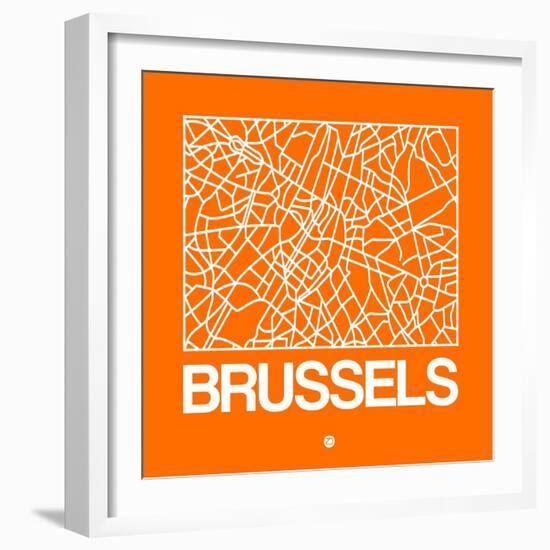 Orange Map of Brussels-NaxArt-Framed Art Print