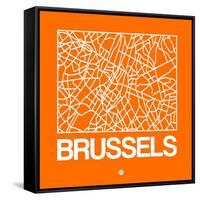 Orange Map of Brussels-NaxArt-Framed Stretched Canvas