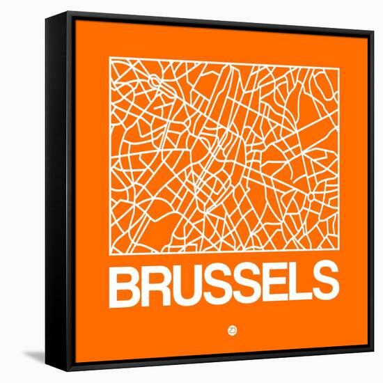 Orange Map of Brussels-NaxArt-Framed Stretched Canvas