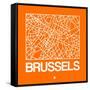 Orange Map of Brussels-NaxArt-Framed Stretched Canvas