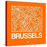 Orange Map of Brussels-NaxArt-Stretched Canvas