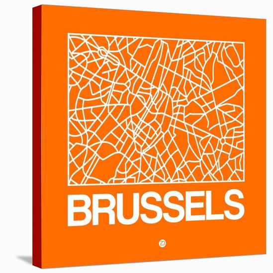 Orange Map of Brussels-NaxArt-Stretched Canvas