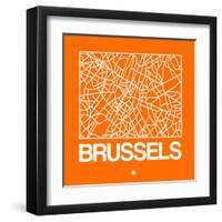 Orange Map of Brussels-NaxArt-Framed Art Print