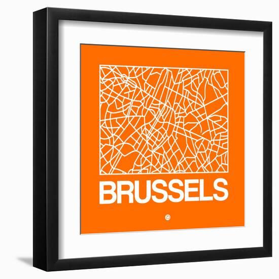 Orange Map of Brussels-NaxArt-Framed Art Print