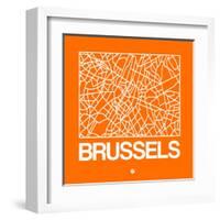 Orange Map of Brussels-NaxArt-Framed Art Print