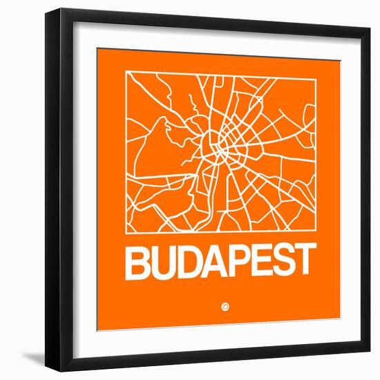 Orange Map of Budapest-NaxArt-Framed Art Print