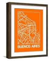 Orange Map of Buenos Aires-NaxArt-Framed Art Print