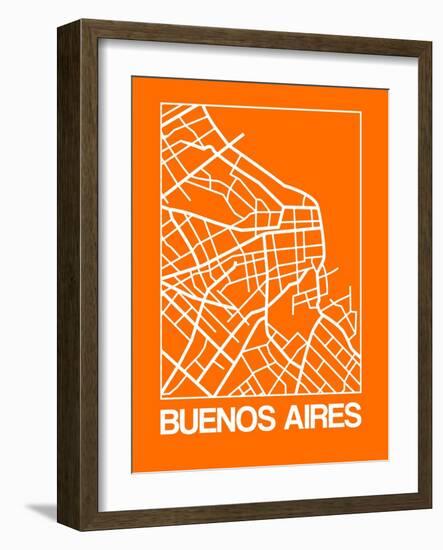 Orange Map of Buenos Aires-NaxArt-Framed Art Print