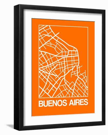 Orange Map of Buenos Aires-NaxArt-Framed Art Print