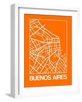 Orange Map of Buenos Aires-NaxArt-Framed Art Print