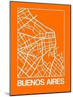Orange Map of Buenos Aires-NaxArt-Mounted Art Print