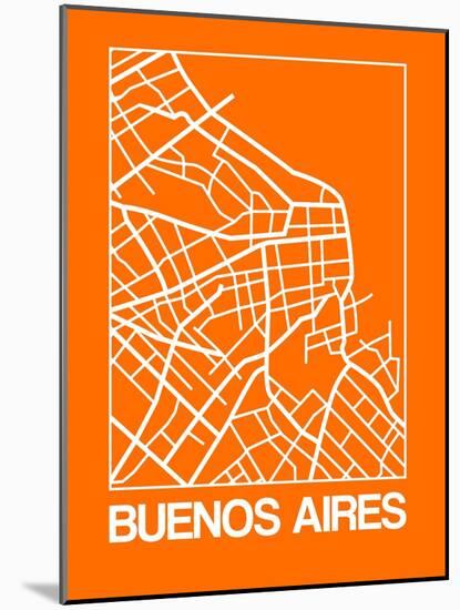 Orange Map of Buenos Aires-NaxArt-Mounted Art Print