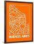 Orange Map of Buenos Aires-NaxArt-Framed Art Print