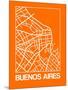 Orange Map of Buenos Aires-NaxArt-Mounted Art Print