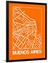 Orange Map of Buenos Aires-NaxArt-Framed Art Print