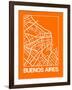 Orange Map of Buenos Aires-NaxArt-Framed Art Print